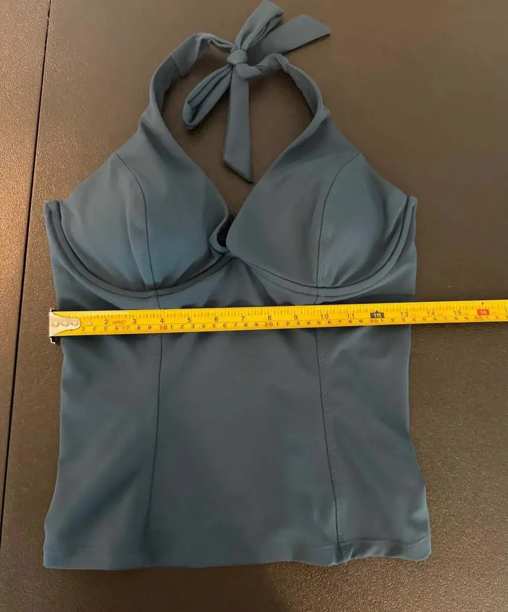 Athleta Sculpted Halter Tankini Swim Top‎ in Oceanic Teal, Size 34D/DD